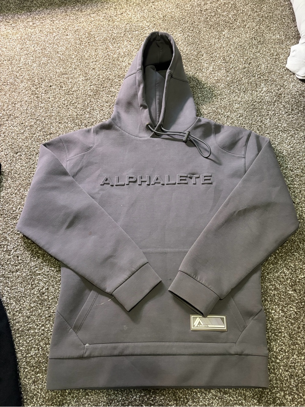 Alphalete Embossed Logo Hoodie in Charcoal Gray